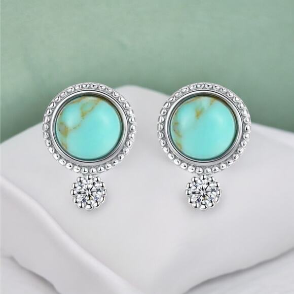 None Jewelry - NEW 925 sterling silver turquoise CZ studs earrings jewelry B20B